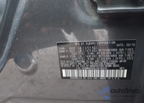 2020 Subaru Ascent Touring from USA, damaged, VIN 4S4WMARD8L3419416